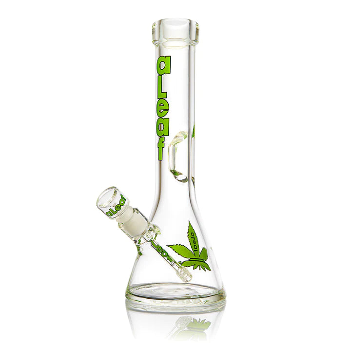 ALEAF 14" 9MM SPEC HEAD BEAKER W/ ICE CATCH & CARRYING CASE  This is the Heavy Duty Spec Head Beaker for all the Heavy Duty hitters. With its 9mm thickness and ice catcher handle, it can stand any kind of party. Not to mention the added filtration you get from the custom matrix down stem!