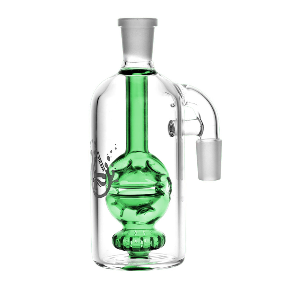 Keep your water pipe clean with these elegant egg-style percolator ash catchers from Pulsar. Made with durable borosilicate glass and featuring assorted colour accents. Ash catchers help keep customers pipes from getting dirty and provides the ultimate filtration for the best hits. Both fittings are matched either 14mm or 19mm and fit pipes, bowls and bangers.