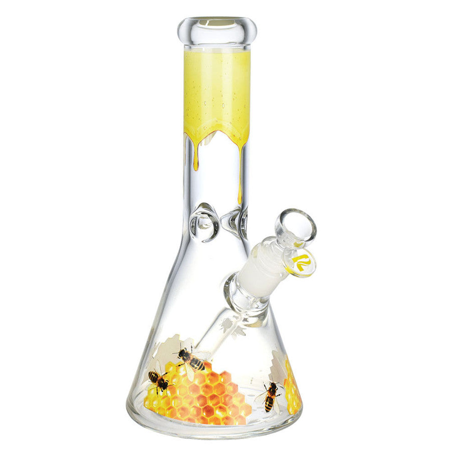 PULSAR 10.5" SWEET NECTAR FULL WRAPPED BEAKER W/ ICE PINCH  This beaker style water pipe stands 10.5 inches (26.6 cm) tall and is made from quality borosilicate glass.