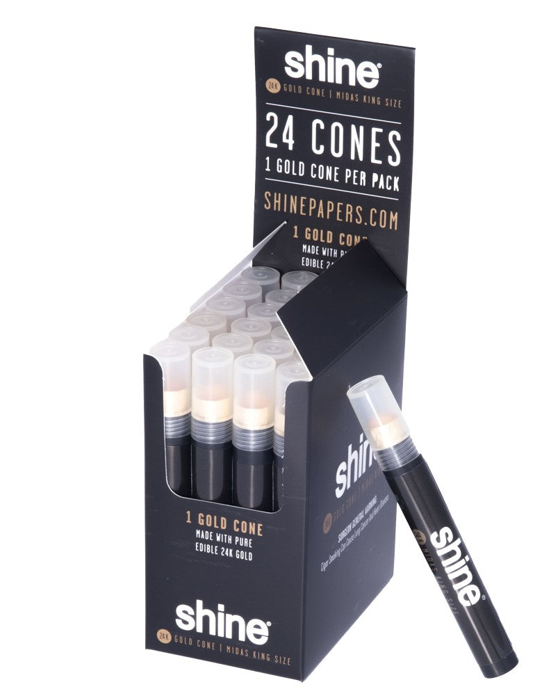 SHINE 24K GOLD KING SIZE CONES - BOX OF 12