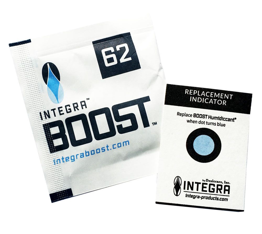 INTEGRA BOOST Humidiccant uses patent pending technology that releases or absorbs moisture, maintaining relative humidity at 62% in a contained environment. Ensure your stash is kept fresh with this revolutionary product.