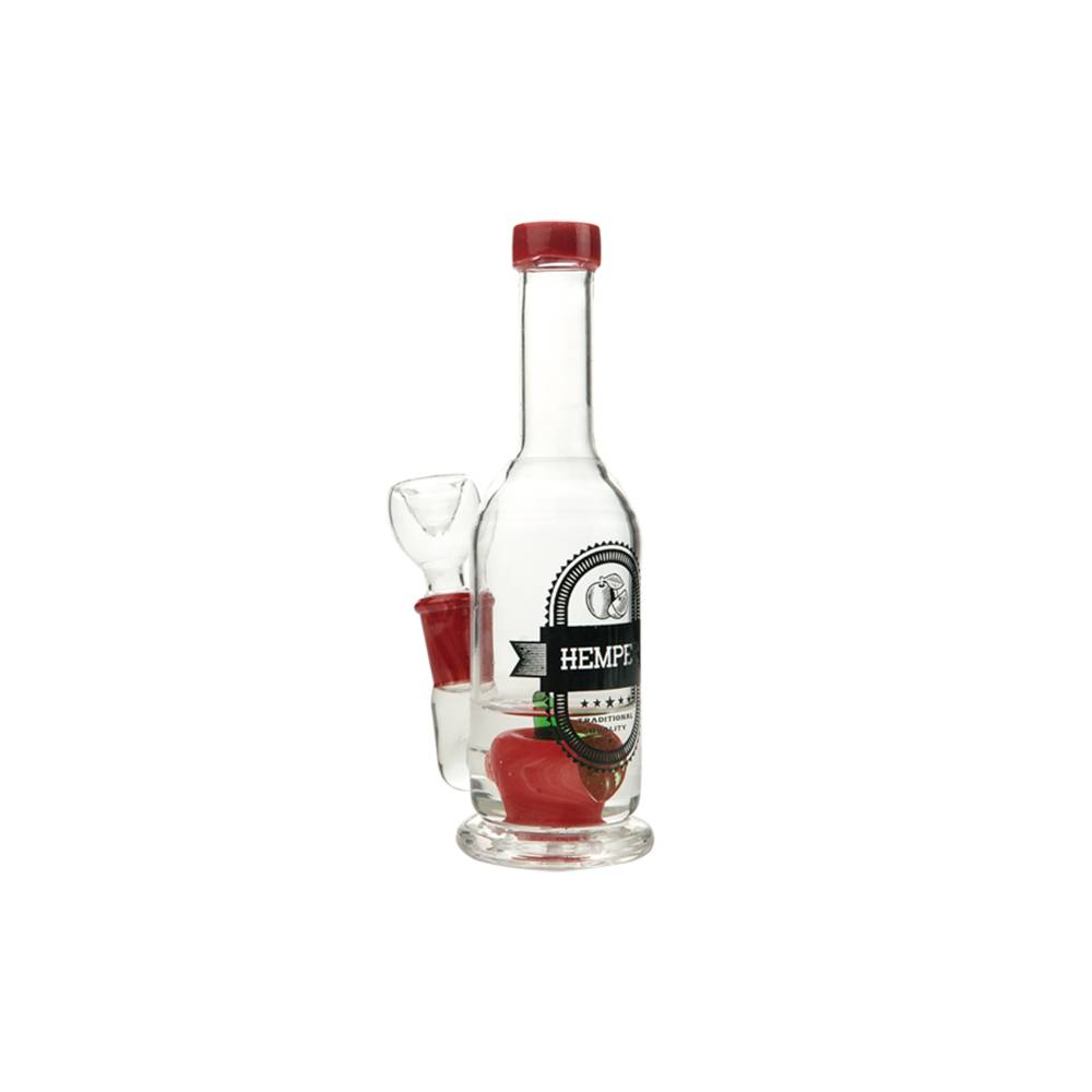Apple Cider Bottle Rig Warm up during the cold months with this custom designed Apple Cider Bottle Rig by Hemper. This Water Pipe stands 7" tall and is designed to look like a classic apple cider bottle, complete with a red delicious apple percolator and 14mm female joint.