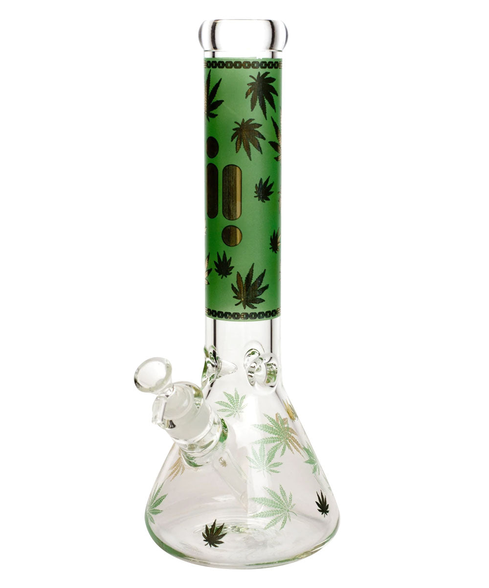 These glass water pipes stand 14 inches tall and features colourful star decals and the Infyniti Glass logo. These beakers have a built-in 3-pinch ice catcher which makes for cooler, smoother hits. Includes a 14mm glass herb slide and removable downstem that measures 5.5" long.