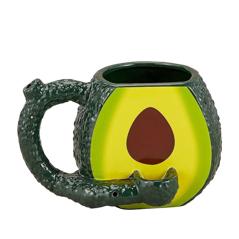 Perk up your morning routine with this fun, ceramic novelty mug that features a standard coffee cup that can hold approx. 11 oz of your favourite blend. Attached to the front of the mug is a pipe where you can pack your legal herb and light it up, the smoke filters up the hollow handle to the mouthpiece on the top. Sit back, relax and enjoy your smoke and coffee!